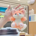 Cute orange and white plush fox keychain, soft stuffed animal bag charm for keys and backpacks. - Regular Hanging Chain / Orange
