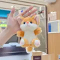 Cute plush fox keychain, soft stuffed animal bag pendant for car keys and backpack decoration. - Regular Hanging Chain / Brown