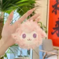 Cute pink sheep plush toy keychain, fluffy lamb doll pendant for bag and keys, soft material. - Pink (Link Chain)