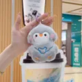 Cute plush penguin keychain soft stuffed animal bag charm fluffy toy pendant gift accessory - Grey Penguin with Headphones