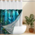 Detailed view of the double-layer ocean dolphin print shower curtain for modern bathroom decor - 180x188cm Single Shower Curtain / Dolphin Underwater World