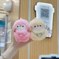 Cute plush penguin keychain soft stuffed animal doll bag pendant pink yellow set for girls - 9cm Standard Chain / Magnetic Penguin Pair (Pink & Beige)