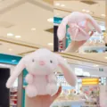 Süßes rosa Plüschhasen-Spielzeug mit langen Schlappohren und Schleife, weiches Kuscheltier. - Rosa / 14cm Standard-Kette
