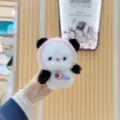 Flauschiger Panda Plüschtier Anhänger süßer Cartoon Schlüsselanhänger weiche Plüsch Puppe - Reguläre Hängekette / Rosa Hut