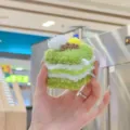 Cute green cake plush pendant keychain fluffy pastry bag charm for daily decoration toy gift - 7cm Standard Hanging Chain / Matcha Cake