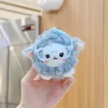 Süßes flauschiges blaues lockiges Plüsch Schaf Puppe Schlüsselanhänger Detail Nahaufnahme. - Blau mit Brille
