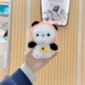 Süßer Panda Plüsch Anhänger Spielzeug,weiche Stofftier Puppe für Taschenschmuck Schlüsselbund. - Reguläre Hängekette / Oranger Hut Stil