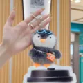 Cute penguin plush keychain with sunglasses and camera, soft toy bag charm pendant. - With Orange Camera