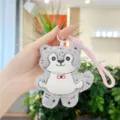 Lindo llavero de peluche de tigre gris, juguete de peluche suave para bolsos. - Cuerda de Color 11cm / Gris