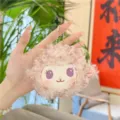 Cute plush sheep keychain fluffy lamb doll bag charm accessory plush toy key ring holder - Red Bean Brown (Bead Chain)