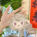 Cute fluffy sheep plush keychain grey lamb bag pendant cute plush toy keyring gift - Gray (Bead Chain)