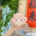 Cute pink little sheep plush pendant keychain, fluffy lamb doll bag charm for daily use. - Pink (No Clasp)
