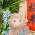 Cute plush sheep keychain pendant, fluffy pink lamb doll bag charm and cute fluffy toy accessory. - Red Bean Brown (No Clasp)