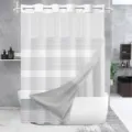 Minimalist striped double-layer shower curtain, hookless detachable waterproof bathroom decor. - Grey Striped Style (26SYL-3) / Single Shower Curtain / Off-White