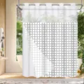 Double layer shower curtain black white grid pattern hookless bathroom curtain variant - 180x188cm Single Shower Curtain / Black White Grid Style (26SYL-2)