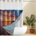 Ocean sunset printed double layer shower curtain for bathroom waterproof wet dry separation - 180x188cm Single Shower Curtain / Ocean Sunset