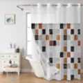 Cortina de ducha de doble capa con estampado de mármol y grandes anillas para el baño. - 180x188cm Cortina de Ducha Sola / 26SYL-3