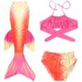 Set costume da bagno sirena bambina con coda, top bikini e slip coordinati rosa chiaro. - Taglia 110 (Adatta per 100-110 cm) / Set / MRY-107-A (gonna + mutandine + reggiseno)