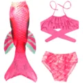 Set costume da bagno sirena rosa per bambine, grazioso top bikini e mutandine abbinate. - Taglia 110 (Adatta per 100-110 cm) / Set / MRY-107-B (gonna + mutandine + reggiseno)