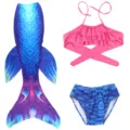Set costumino da bagno sirena bambini con coda sfumata, top bikini volant e mutandine. - Taglia 110 (Adatta per 100-110 cm) / Set / MRY-107-D (gonna + mutandine + reggiseno)