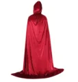 Red velvet hooded cape cloak for Halloween cosplay adult children party costume dress up - 1.5m / Burgundy