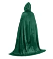 Dark green velvet hooded cloak cape for Halloween party costume, long vintage winter wear. - 1.5m / Green