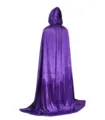 Purple velvet hooded cloak for Halloween costume parties, long cape for adults and kids dress up. - Purple