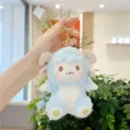 Blauw pluche schaap sleutelhanger schattig ram pop hanger pluizig tas accessoire en cadeau - Gouden Sluiting / Blauw / 14cm