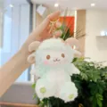 Muntgroen pluche schaap sleutelhanger schattige pluizige lam pop tas hanger accessoire - Gouden Sluiting / Groen / 14cm
