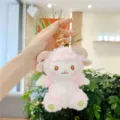 Schattig roze pluche schaap sleutelhanger lief lam tas hanger accessoire cadeau - Gouden Sluiting / Roze / 14cm