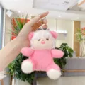 Cute plush doll keychain soft toy pink animal bag charm fluffy pendant for car keys. - 14cm Bead Chain / Rose Red