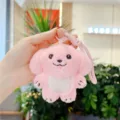 Cute pink puppy plush toy keychain fluffy doll pendant for bags and car keys charming accessory - Pink / 10cm Cord