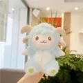 Schattige blauwe pluche schaap sleutelhanger pluizige lam pop tas charm hanger speelgoed - Hangende Ketting / Blauw / 14cm