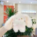 Süßer Spitzen-Kaninchen Plüschtier Anhänger, weiche Stofftier Taschen-Deko und Schlüsselanhänger. - 11cm / Beige Hase Hängekette