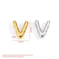 Stainless steel bubble letter V pendant charm DIY jewelry accessory with size measurements. - Bubble Letter V