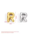 Stainless steel bubble letter R pendant charm in gold and silver, perfect for DIY jewelry making. - Bubble Letter R