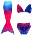 Kids mermaid swimsuit bikini set, colorful gradient fish scale pattern, 3-piece swimwear. - Size 110 (100-110 cm) / Set / MRY-006-A (Skirt + Panties + Bandeau)