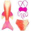 Set costume da bagno sirena bambini con top bikini conchiglia rosa e coda sfumata. - Taglia 110 (Adatta per 100-110 cm) / Set / MRY-007-A (Gonna + mutandine + reggiseno)
