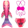 Set costume da bagno sirena per bambini con top bikini a conchiglia e coda, colorato. - Taglia 110 (Adatta per 100-110 cm) / Set / MRY-007-C (Gonna + mutandine + reggiseno)