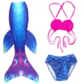 Set costume da bagno sirena per bambini con top bikini a conchiglia per nuotare in estate. - Taglia 110 (Adatta per 100-110 cm) / Set / MRY-007-D (Gonna + mutandine + reggiseno)