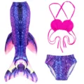 Set costumino da bagno sirena per bambini con top bikini a conchiglia e coda per piscina. - Taglia 110 (Adatta per 100-110 cm) / Set / MRY-007-E (Gonna + mutandine + reggiseno)