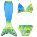 Kids mermaid swimsuit 3-piece set with tail and bikini for girls swimming pool wear. - MRY-006-G (Skirt + Panties + Bandeau)