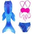Set costume da bagno sirena bambini con top bikini a conchiglia per bambine estate. - MRY-007-H (Gonna + mutandine + reggiseno) / Taglia 110 (Adatta per 100-110 cm)