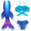 Set costume da bagno sirena per bambini con coda, top bikini a volant e slip per nuotare. - MRY-207-D (Gonna + mutandine + reggiseno) / Taglia 110 (Adatta per 100-110 cm)
