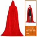 Red velvet Halloween hooded cloak cape costume, available in multiple sizes for adults kids. - 1.1m (Excluding Hood) / Red
