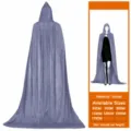 Halloween velvet hooded cloak cape costume for adult kids cosplay devil vampire party dress - 1.1m (Excluding Hood) / Gray