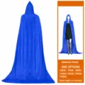 Blue velvet hooded cloak, long cape costume for Halloween, cosplay, and party events. - 1.1m (Excluding Hood) / Blue