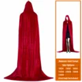 Halloween red velvet hooded cloak costume for adults and kids vampire cosplay cape apparel. - Burgundy