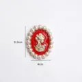 Vintage cameo pearl brooch accessory DIY craft material, red resin gold lady pendant. - Duchess Wine Red Relief Portrait Accessory