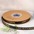 2.5cm black grosgrain ribbon with gold foil letter print, ideal for gift wrapping and DIY crafts. - Width 1cm * Length 45 Yards / Black